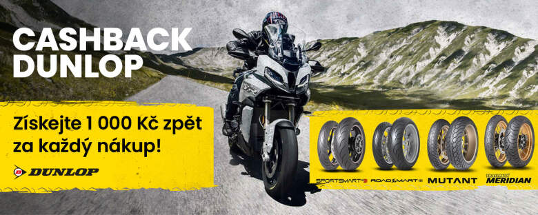 Dunlop cashback: získejte 1 000 Kč k nákupu motopneu