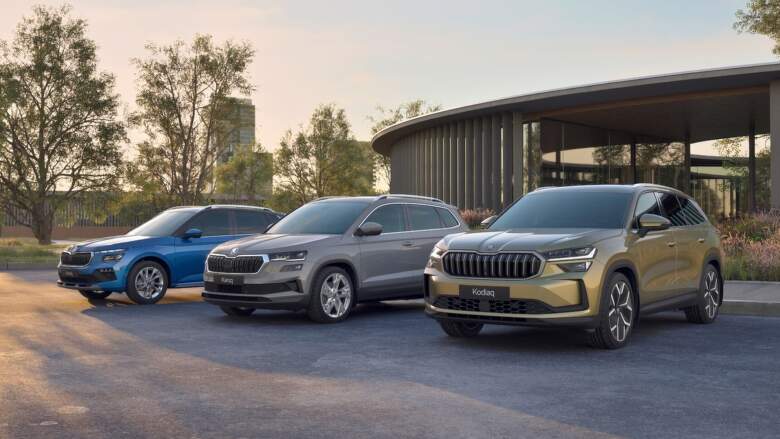 Trojica najpredávanejších SUV značky Škoda: Kamiq (zľava), Karoq (uprostred) a Kodiaq (vpravo). Zdroj: www.skoda-storyboard.com